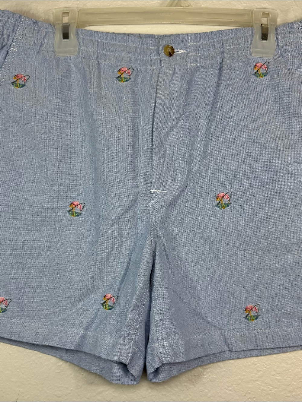 Polo Ralph Lauren Chambray Blue 6" Classic Oxford Fit Shorts Fishing Flamingo XL